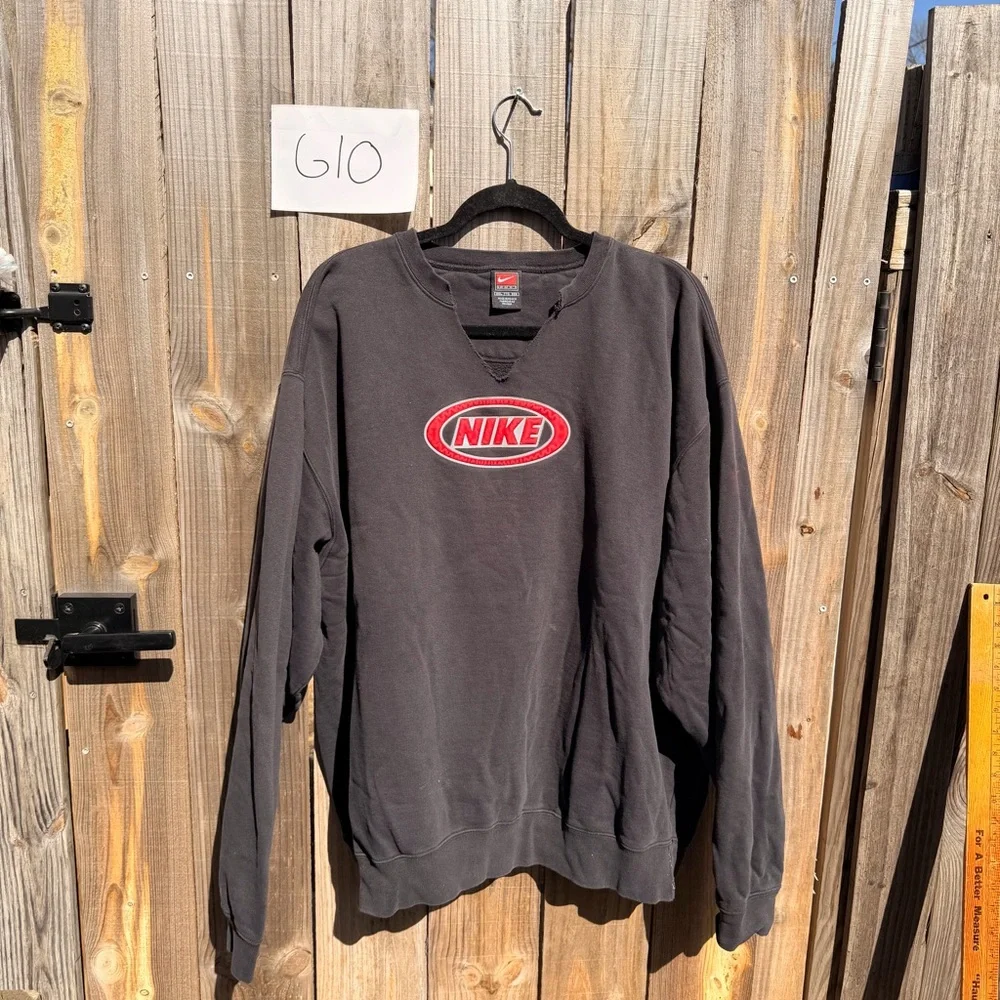 Vintage Nike Men's Charcoal Crewneck Sweatshirt Size 2X